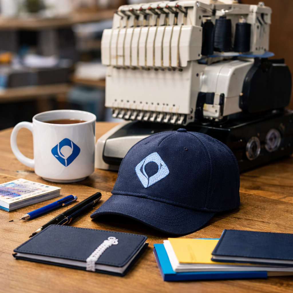 Produse branduite personalizate: căni, pixuri, agende, textile