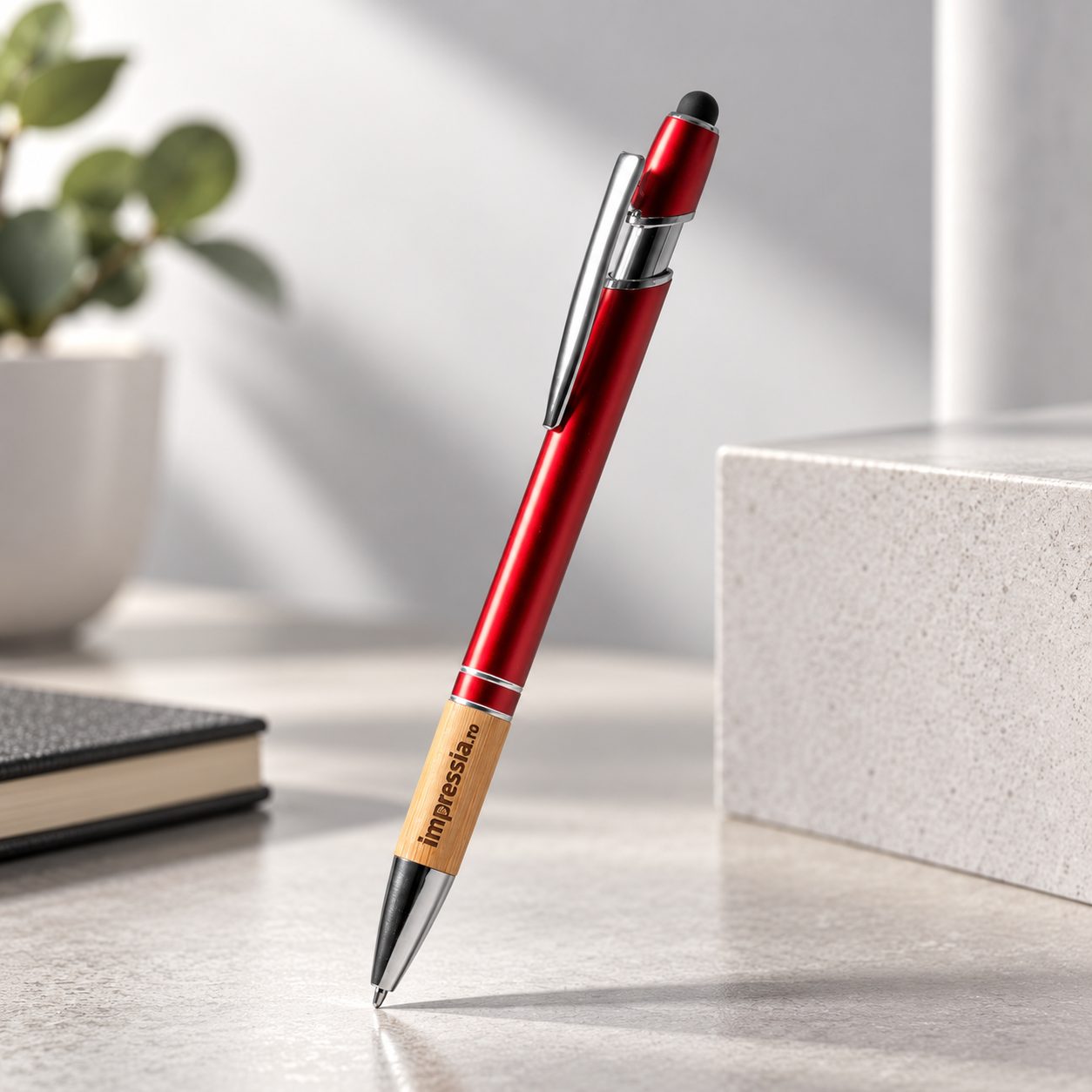 Pix metalic rosu cu stylus personalizat