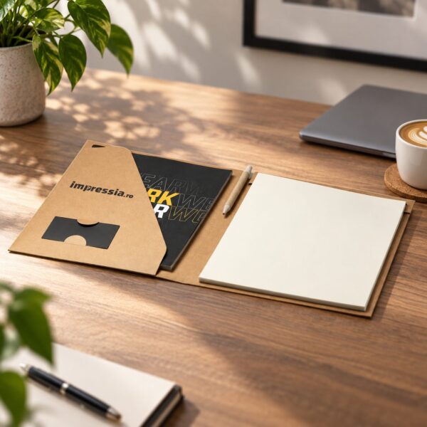 Set de birou din carton cu pix personalizat