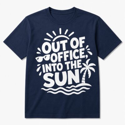 Tricou bleumarin personalizat cu imprimeu de vacanță