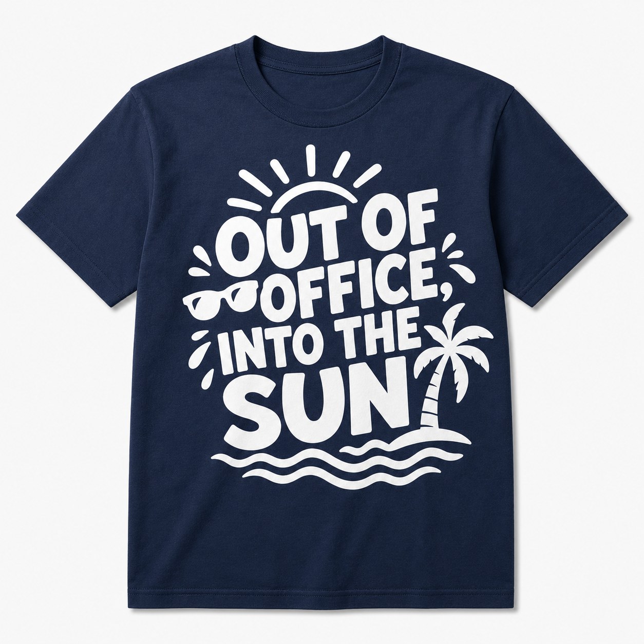 Tricou bleumarin personalizat cu imprimeu de vacanță