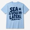 Tricou bleu personalizat cu imprimeu de vară