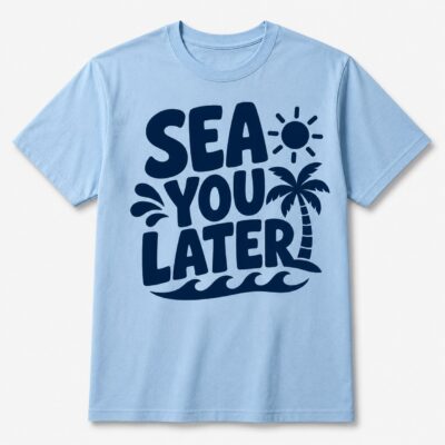 Tricou bleu personalizat cu imprimeu de vară