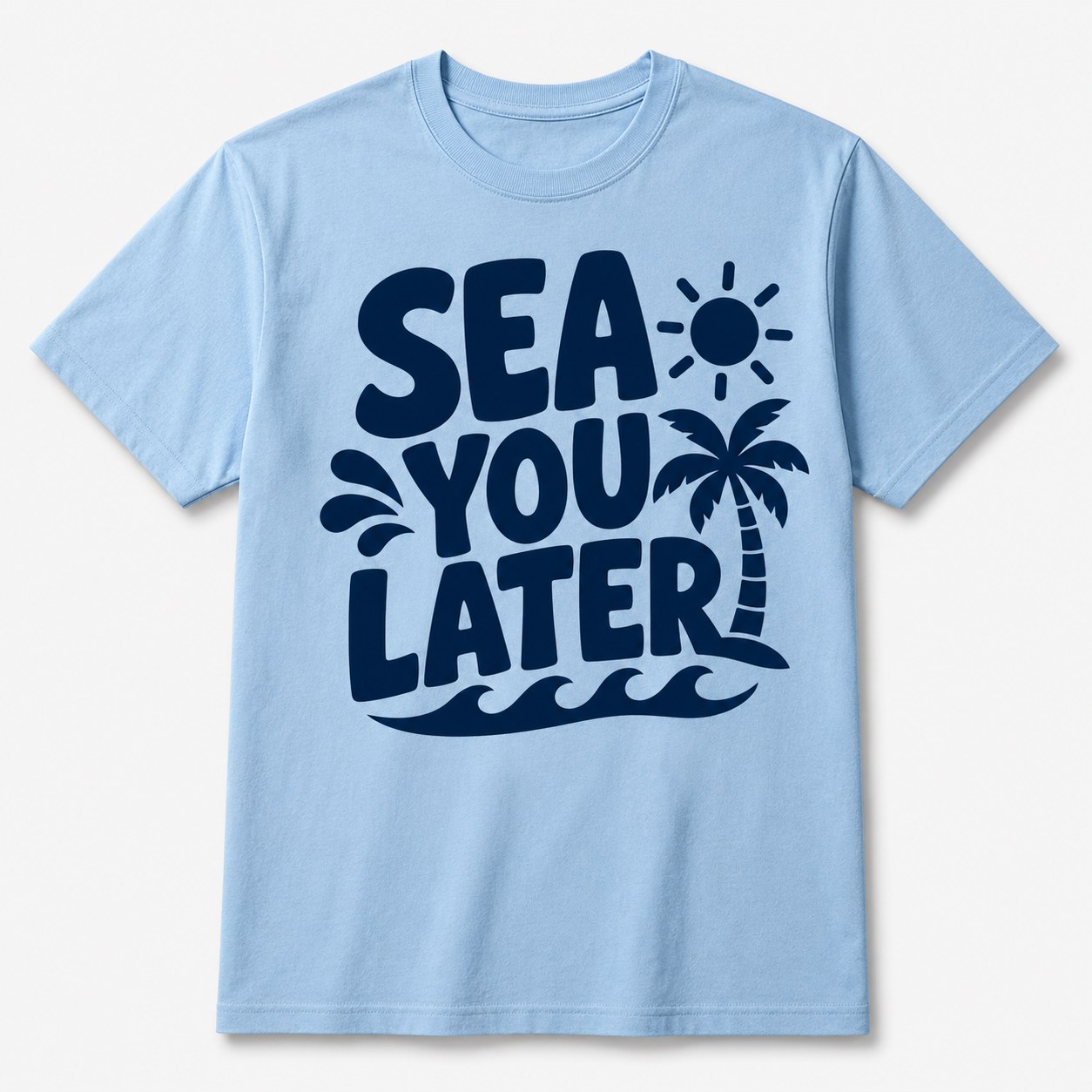 Tricou bleu personalizat cu imprimeu de vară