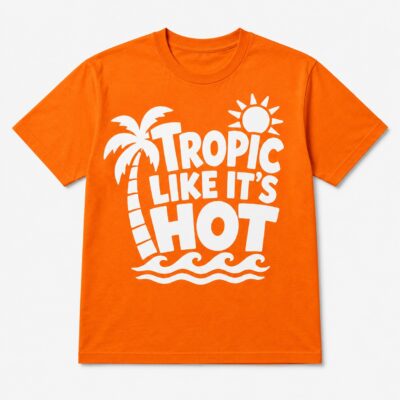 Tricou portocaliu personalizat cu imprimeu de vară