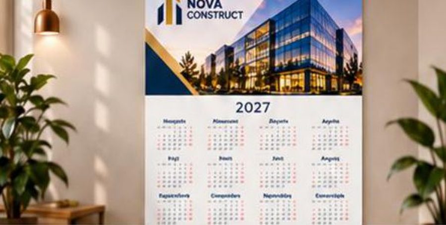 Calendar de perete tip afiș 60 × 80 cm personalizat