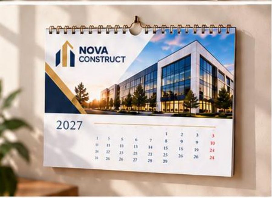 Calendar de perete A4 personalizat 2027, 13 file